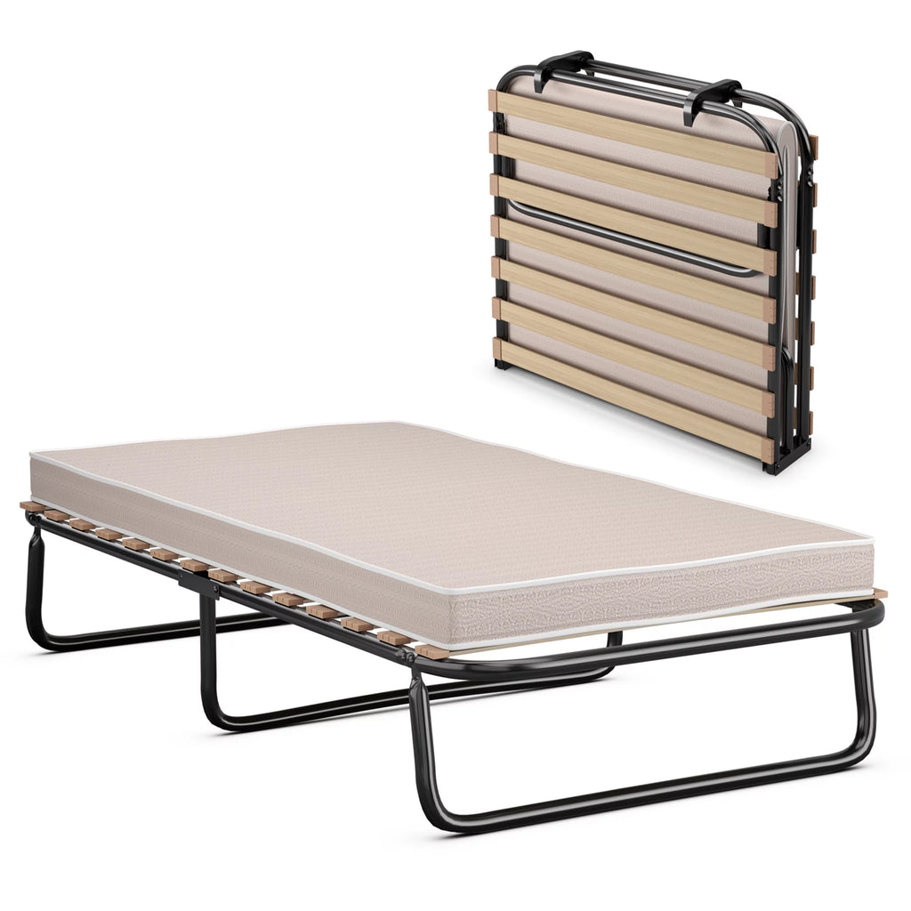 Portable Folding Guest Bed Cot with Memory Foam Mattress Twin Size W441863