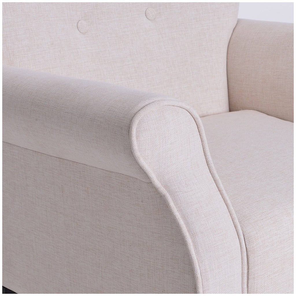 Beige Linen Wingback Accent Chair F6267