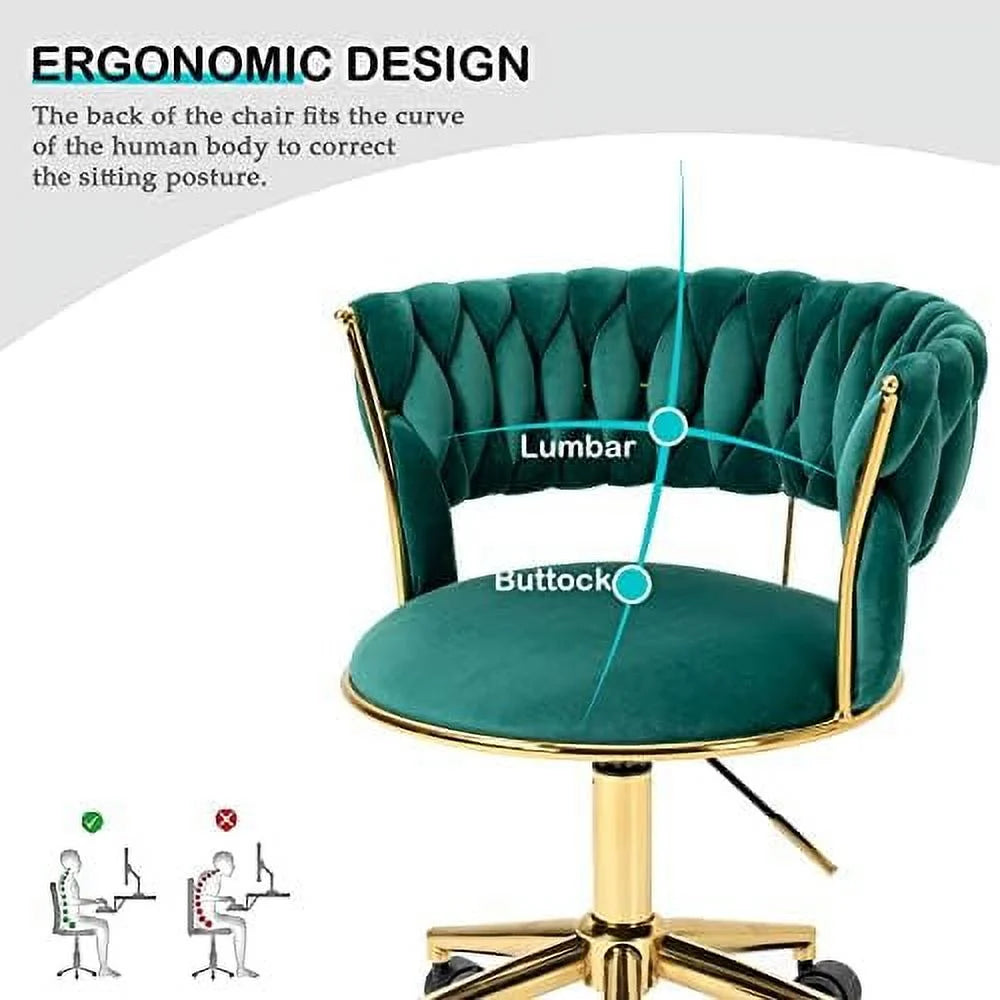 Velvet Swivel Office Chair with Gold Base Q805771