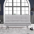 Light Gray Upholstery Futon with Adjustable Arms V836