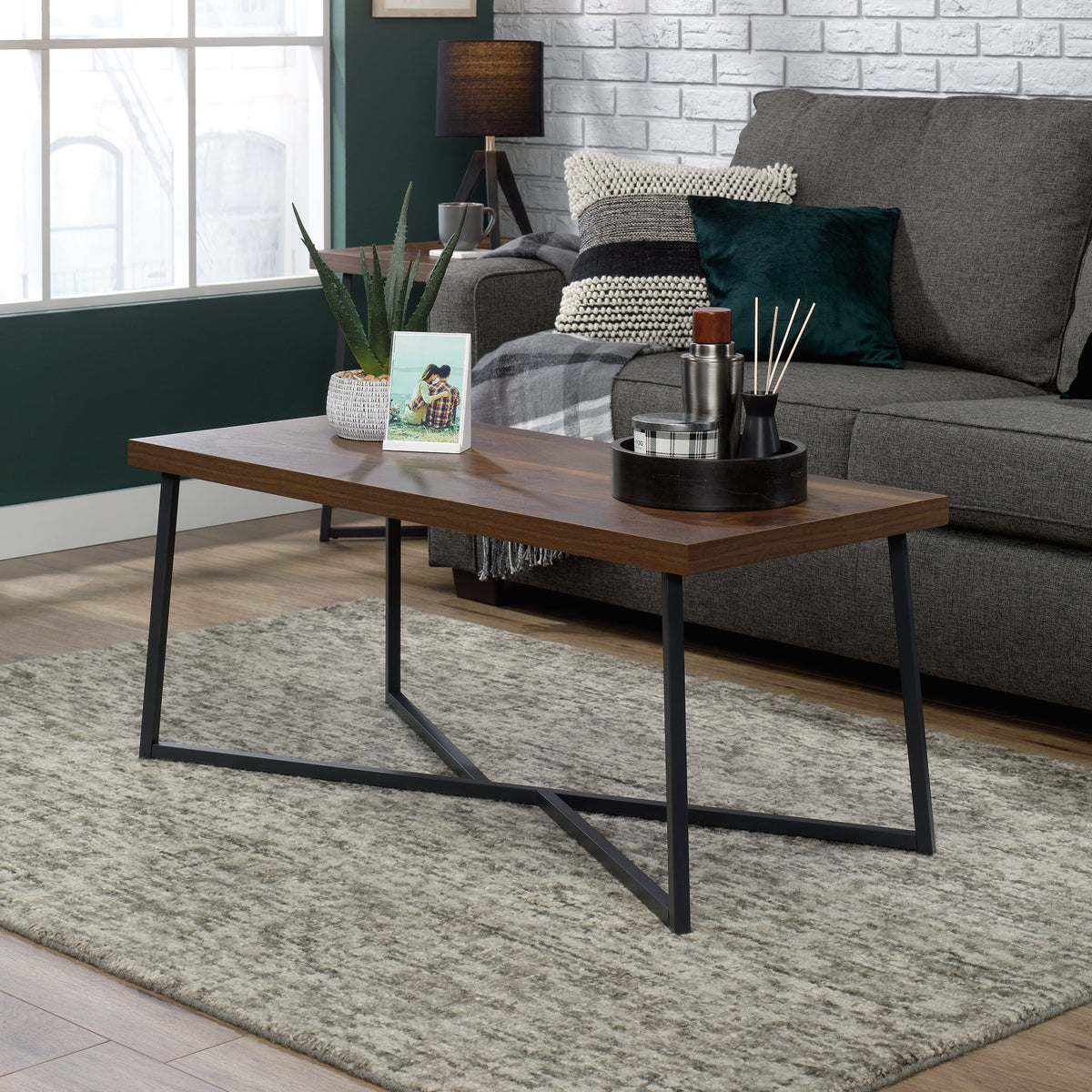 Metal Coffee Table, Grand Walnut Finish C999333