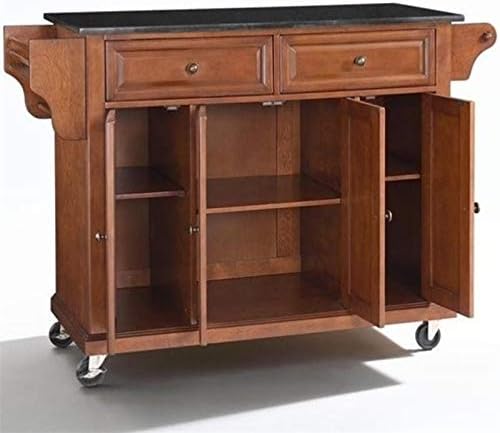 Solid Black Granite Top Kitchen Cart L31281