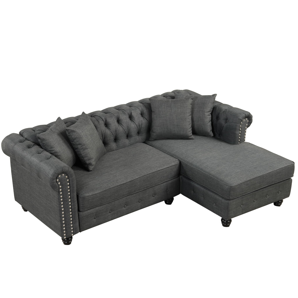 Grey Linen Chesterfield Sofa K255