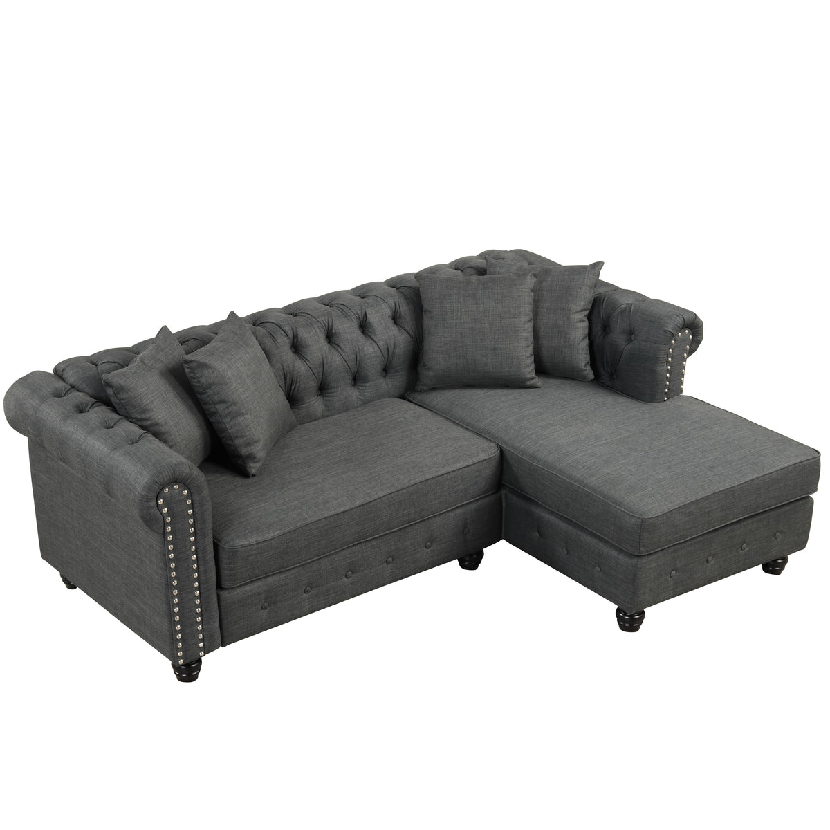 Grey Linen Chesterfield Sofa K255