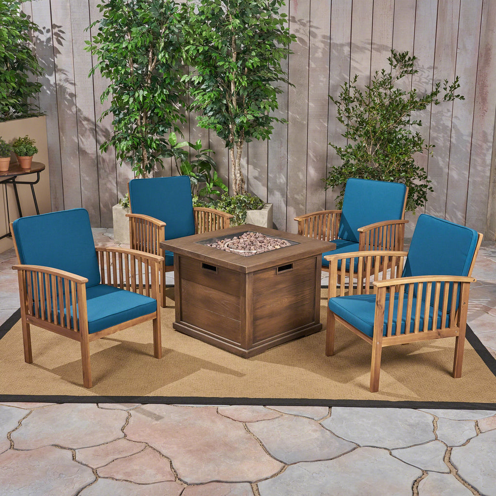 Brown Patina and Dark Teal Acacia Wood Club Chairs M999