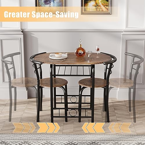 3-Piece Wooden Round Table & Chair Set Z939544