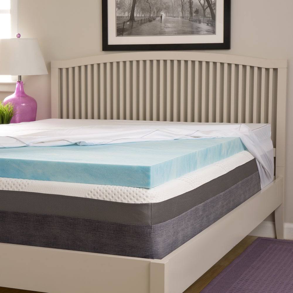 3-Inch Gel Memory Foam Mattress Topper with Egyptian Cotton Cover D192554