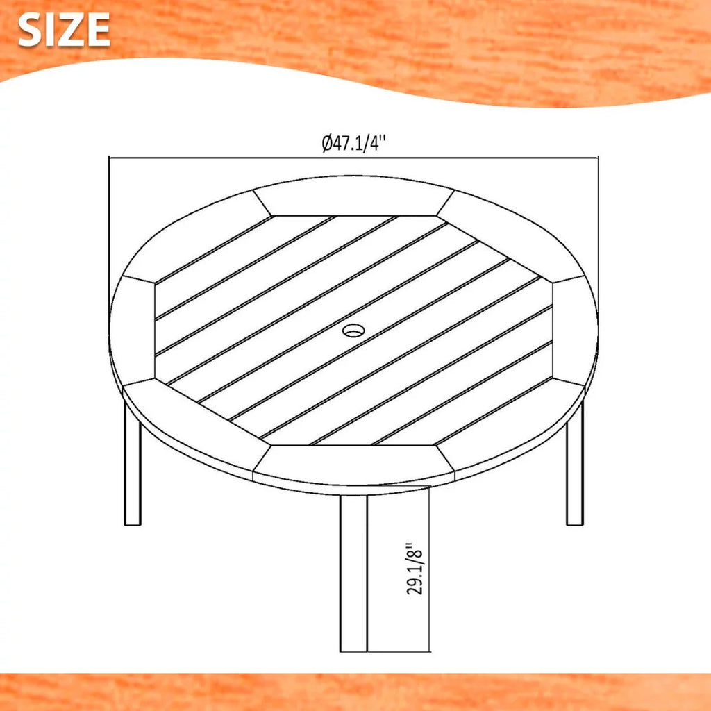 5-Piece Solid Wood Round Patio Dining Set Q7989