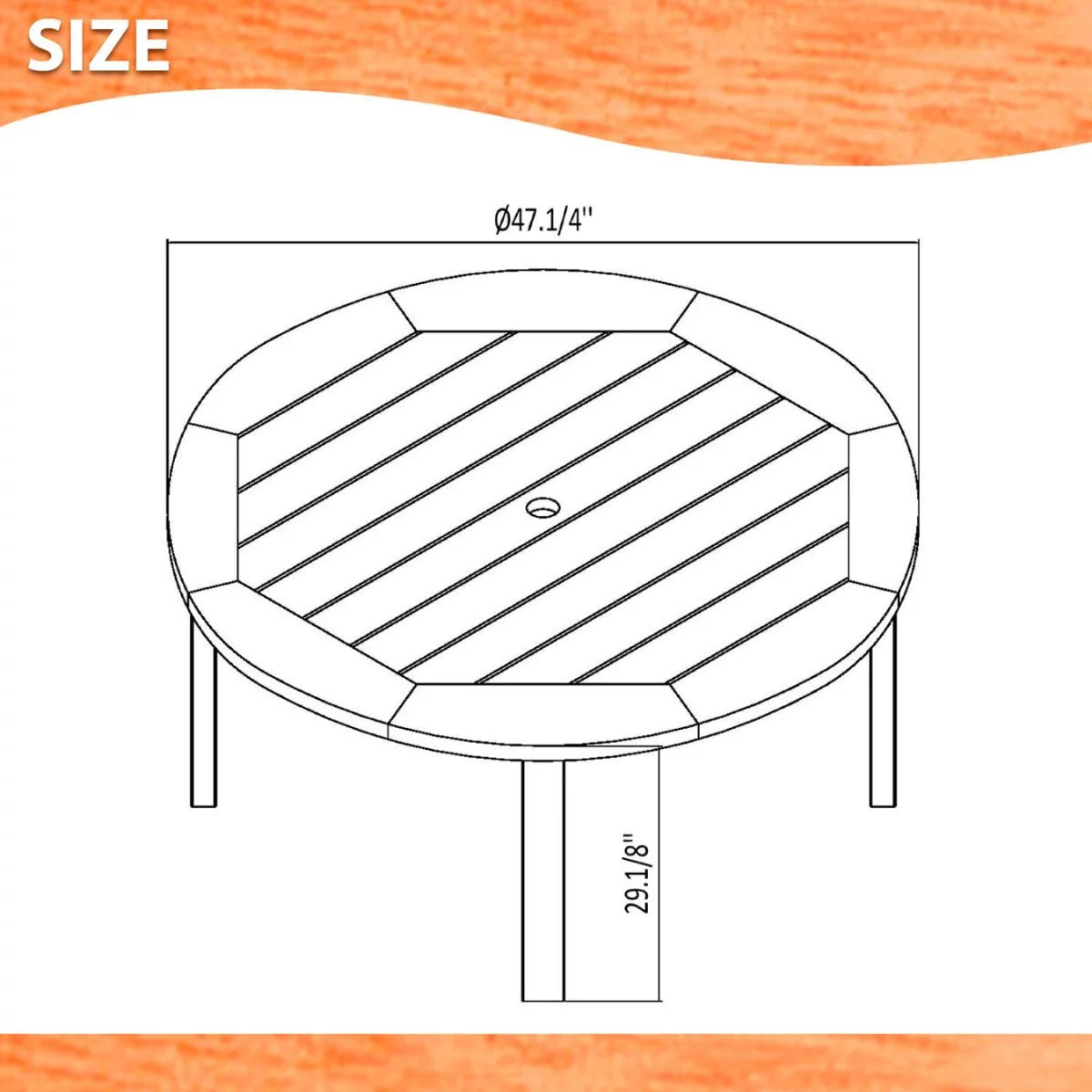 5-Piece Solid Wood Round Patio Dining Set Q7989