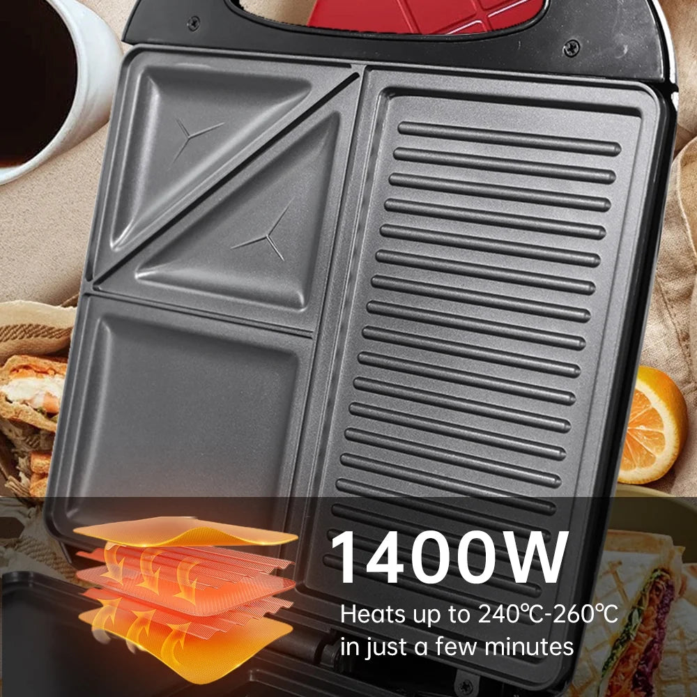 1400W Non-Stick Electric Grill Waffle Maker C61032