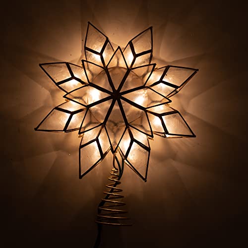 8.5-Inch Capiz Star Tree Topper with 10 Clear Lights D116437