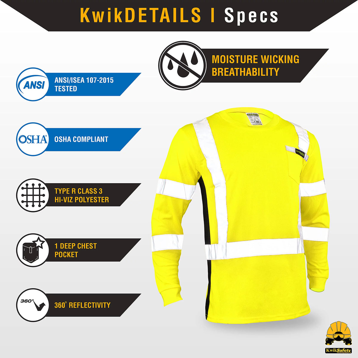 Long Sleeve Safety Shirt with Pocket & Reflective Tape Yellow Small B85684