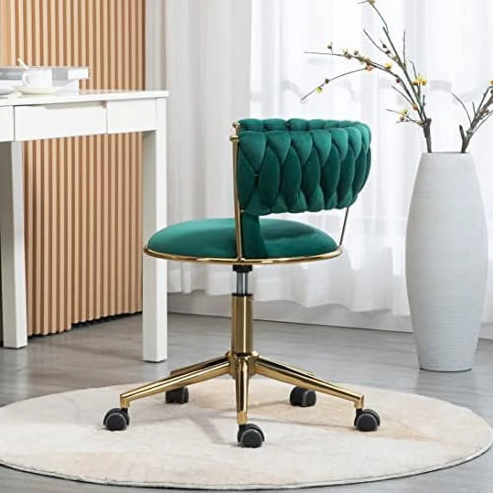 Velvet Swivel Office Chair with Gold Base Q805771
