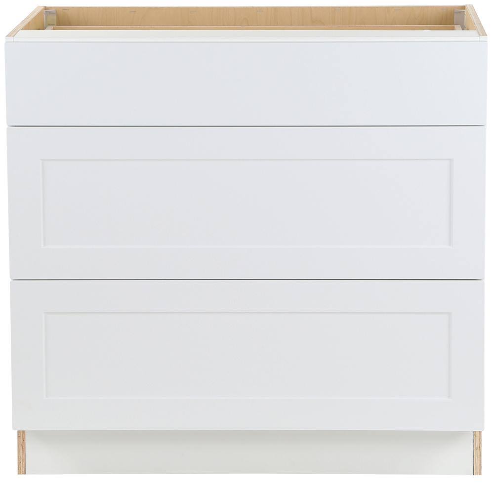 White 3-Soft Close Drawers Base Cabinet Z646445