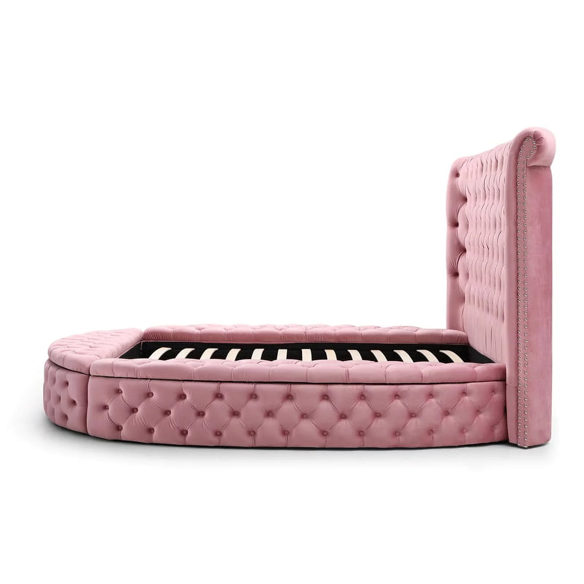 Pink Velvet Upholstered King Bed A909036