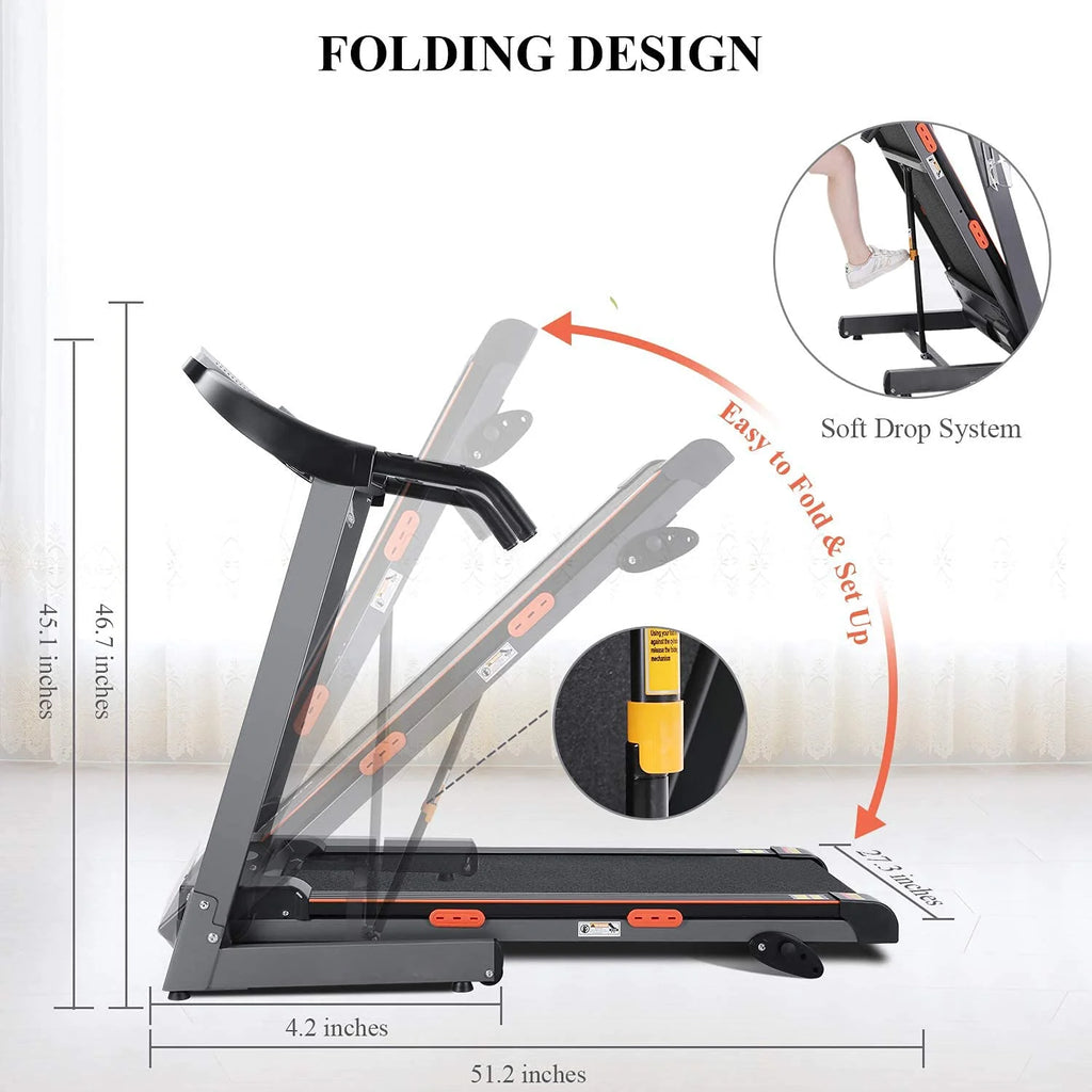 Electric Foldable Treadmill 2.5 HP 3 Levels Incline H400462
