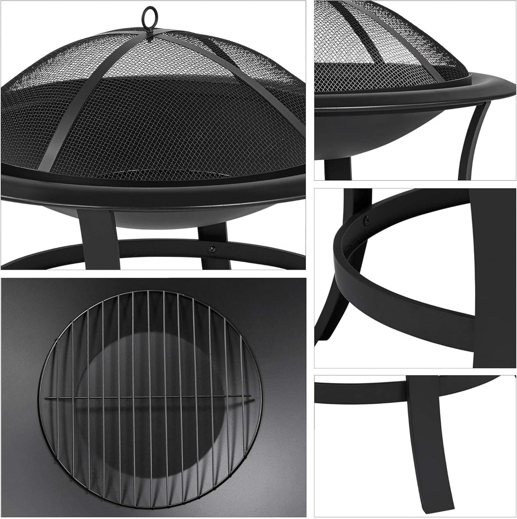 29'' Wood Burning Fire Pit with Grate & Spark Screen Cover O3750