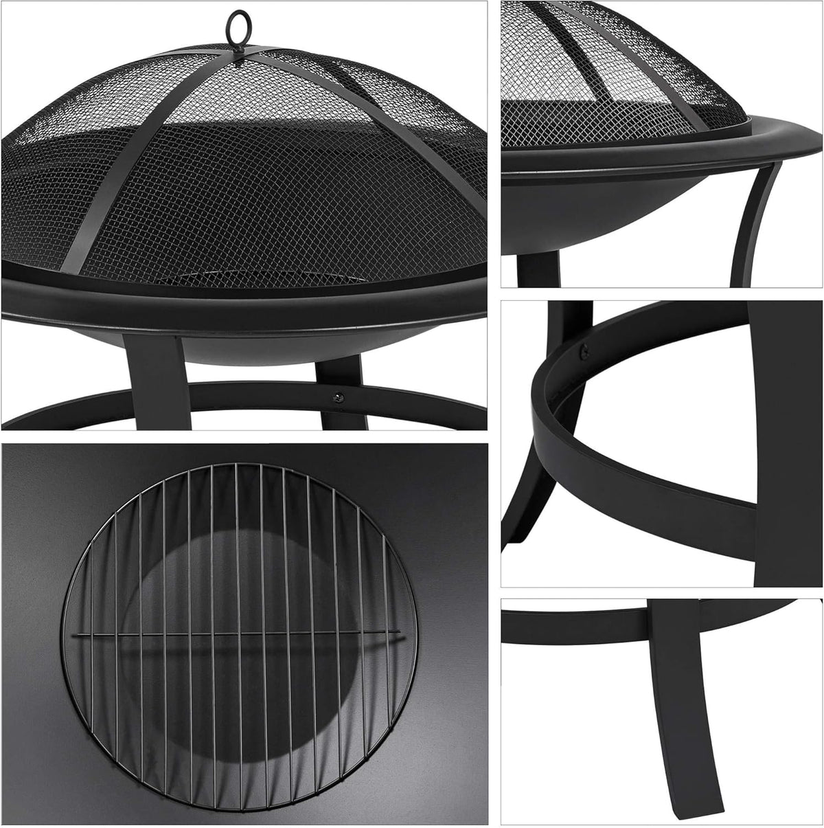 29'' Wood Burning Fire Pit with Grate & Spark Screen Cover O3750
