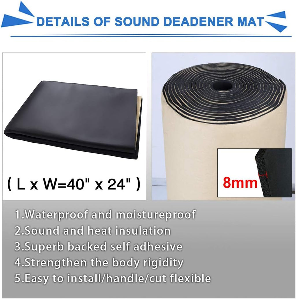 8mm Sound Proofing Insulation Mat 40x24 Inch Pack of 2 J401