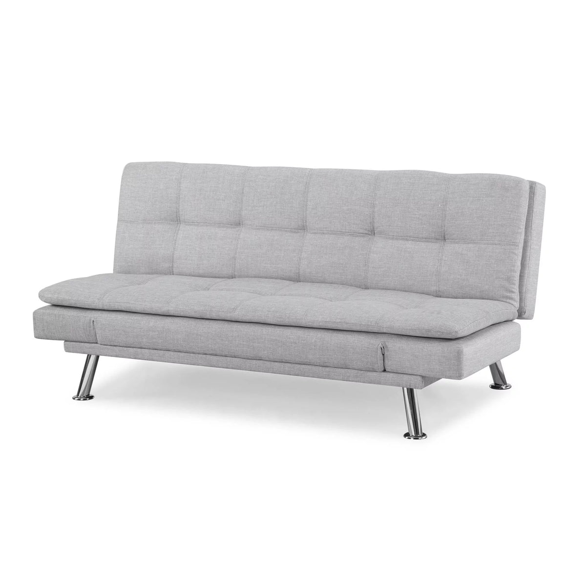 Light Gray Upholstery Futon with Adjustable Arms V836