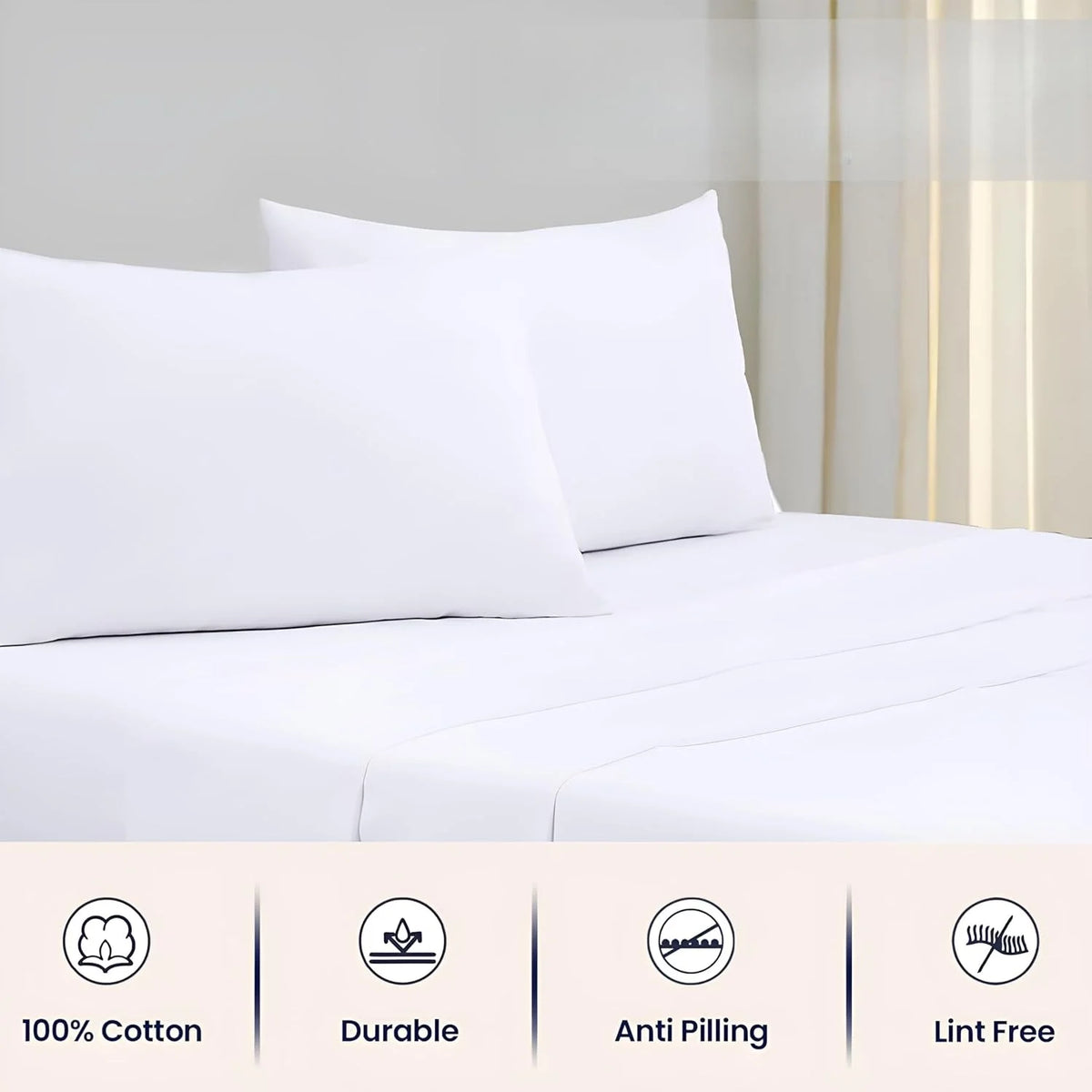 White 4-Piece Queen Egyptian Cotton Sheet Set W1425