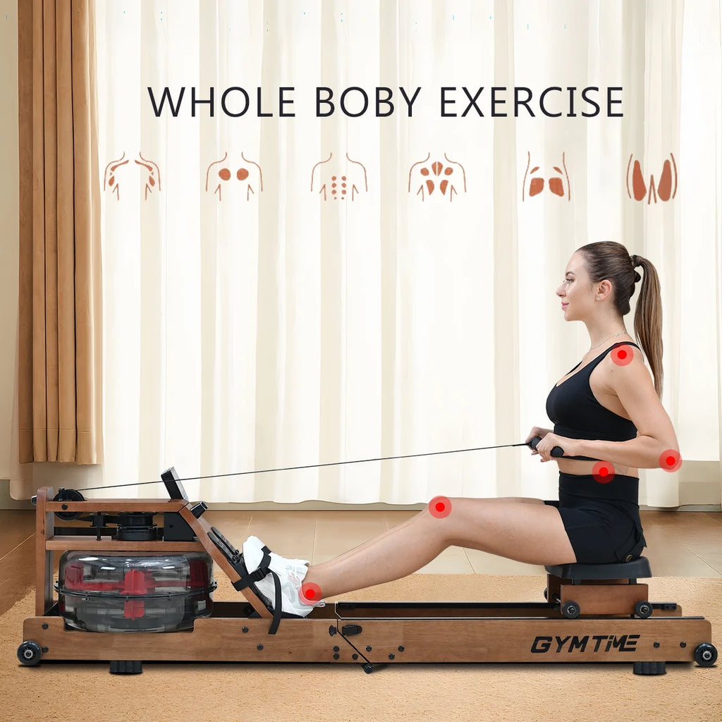 Solid Wood Water Rowing Machine with LCD Monitor A8783