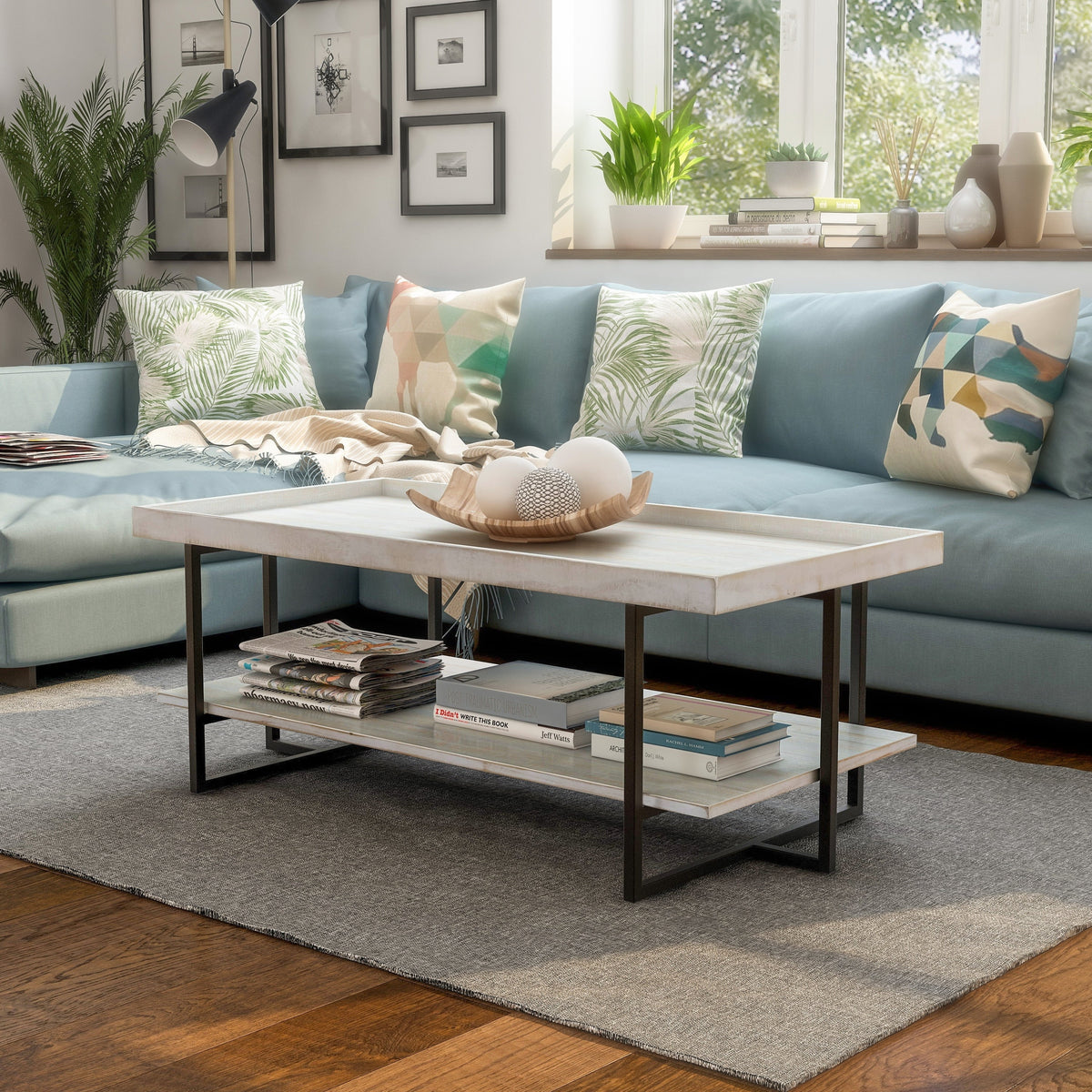 47-inch Metal 1-Shelf Coffee Table V659958