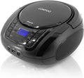 Black CD Player Boombox with FM Radio, Bluetooth, USB, AUX, LCD Display, Pack of 2 B69152