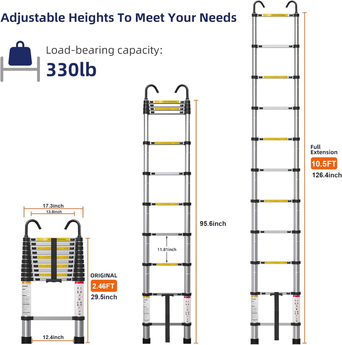 10.5ft Aluminum Telescoping Ladder with Hook T42090