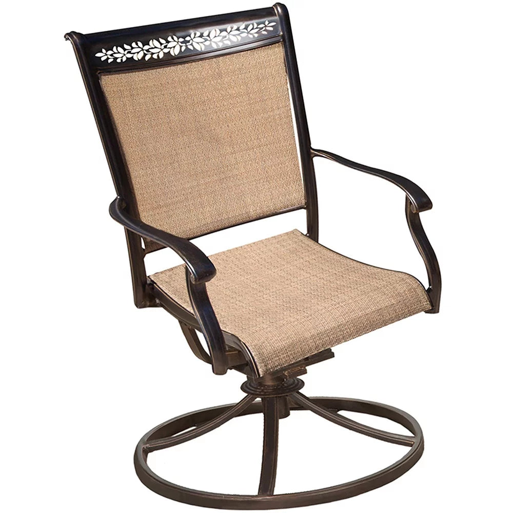 9-Piece Outdoor Dining Set with Swivel Rockers and Glass-Top Table O975