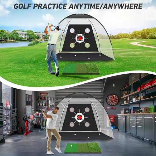 Golf Net with Practice Mat 10x7FT U4506