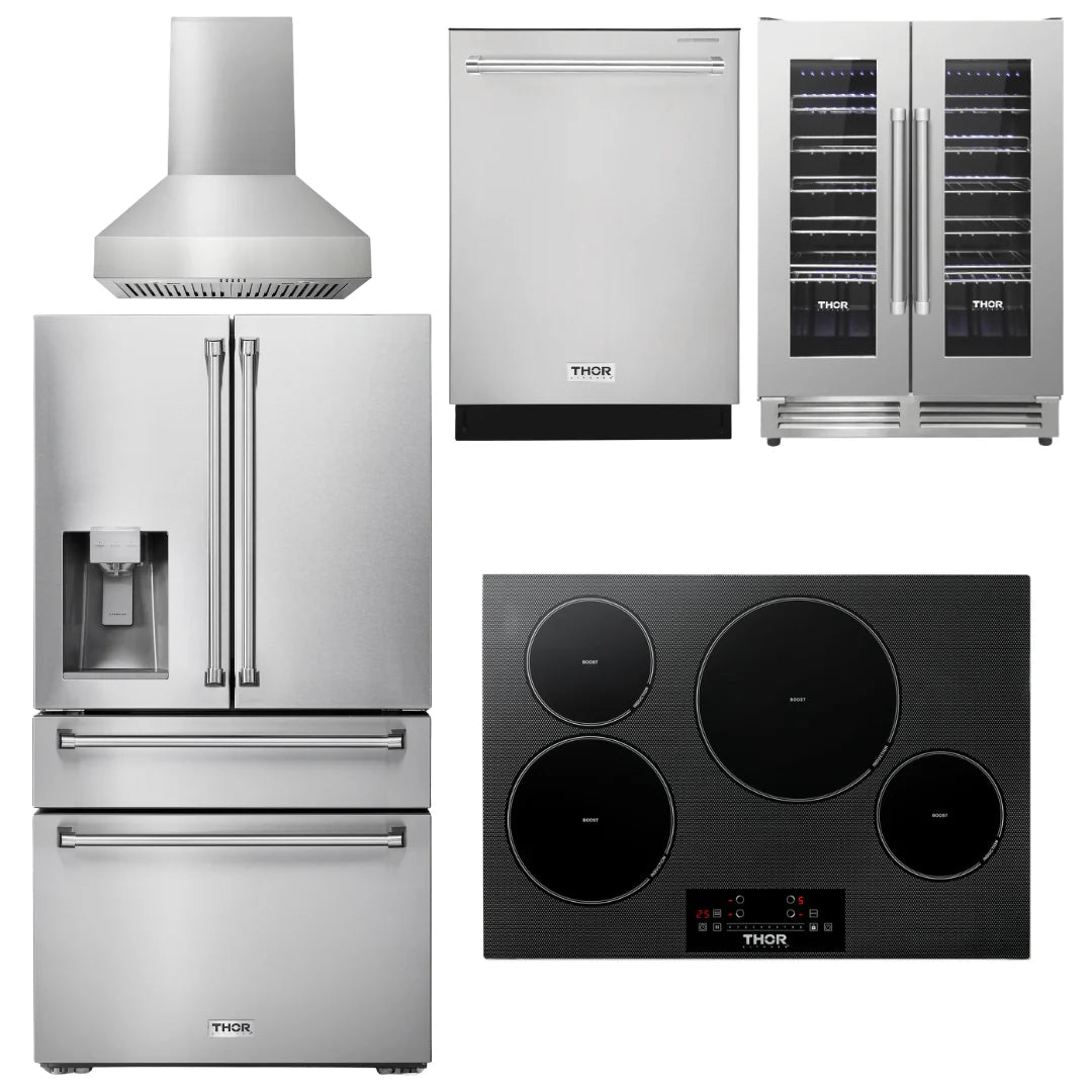 30 Induction Cooktop, Range Hood, Refrigerator, Dishwasher, Wine Cooler S206699