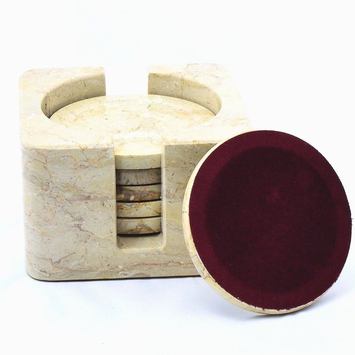 Sahara Beige Coasters with Square Holder (Set of 6) D49024