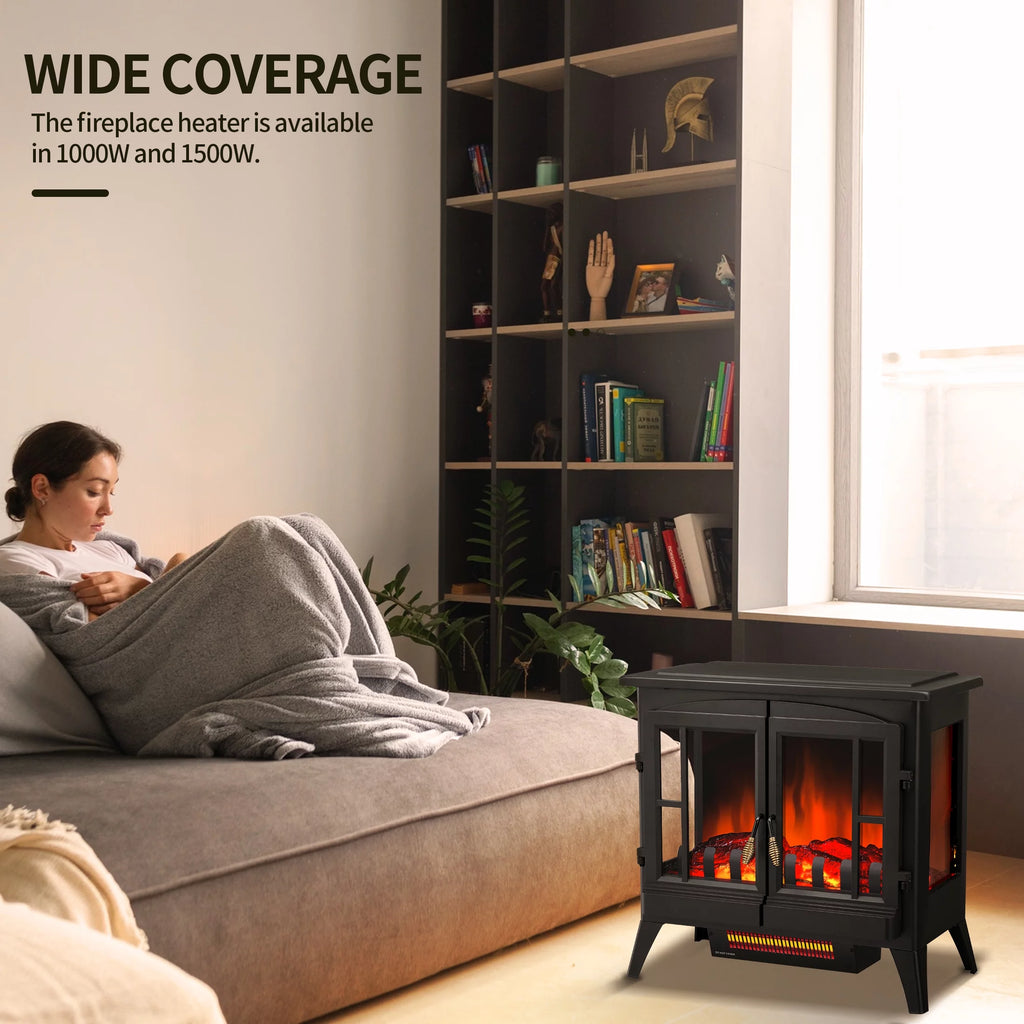 Electric Fireplace Stove, Freestanding, Portable, Thermostat, 1000W/1500W (23 Inch) G408