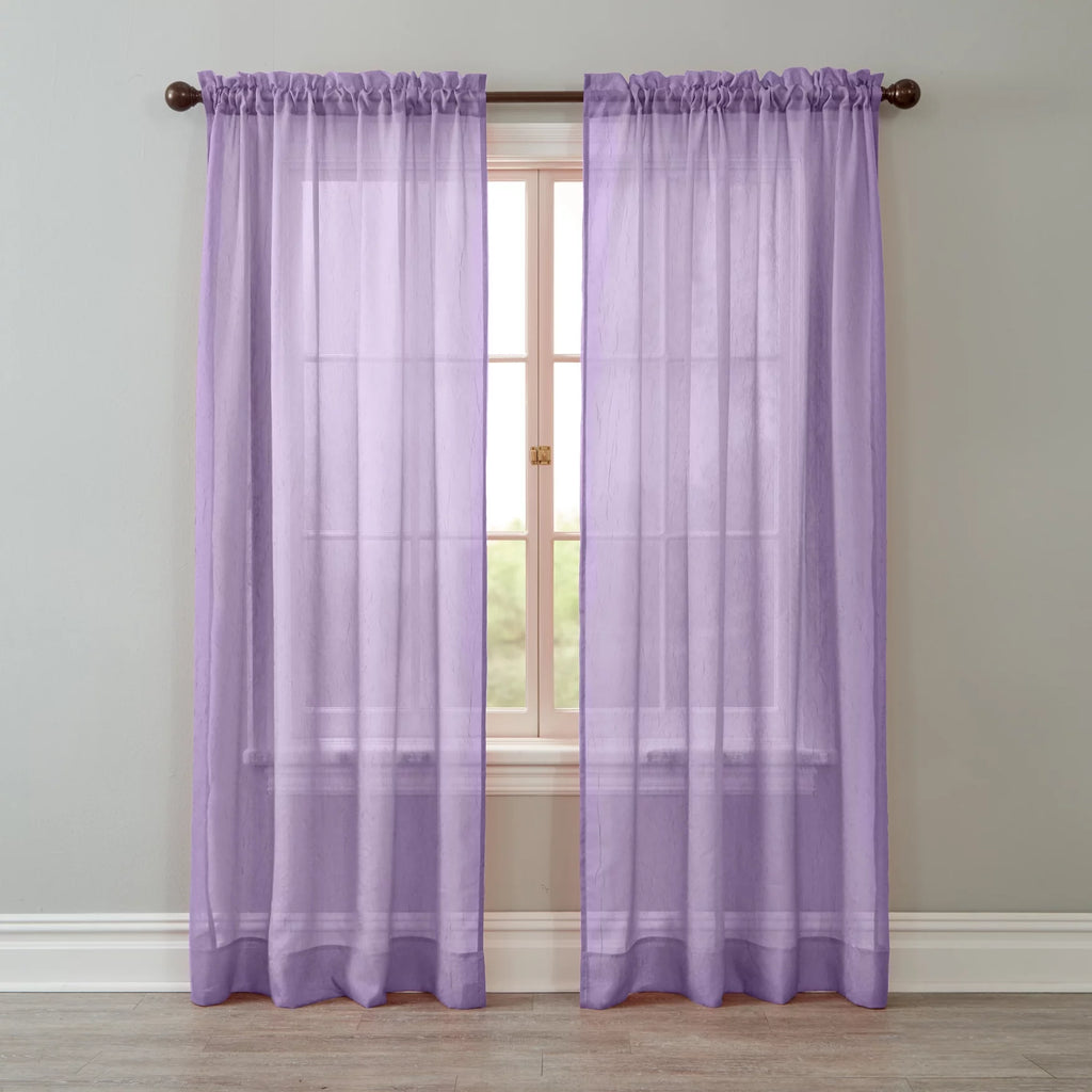 Lilac Crushed Voile Rod-Pocket Window Curtain P85777