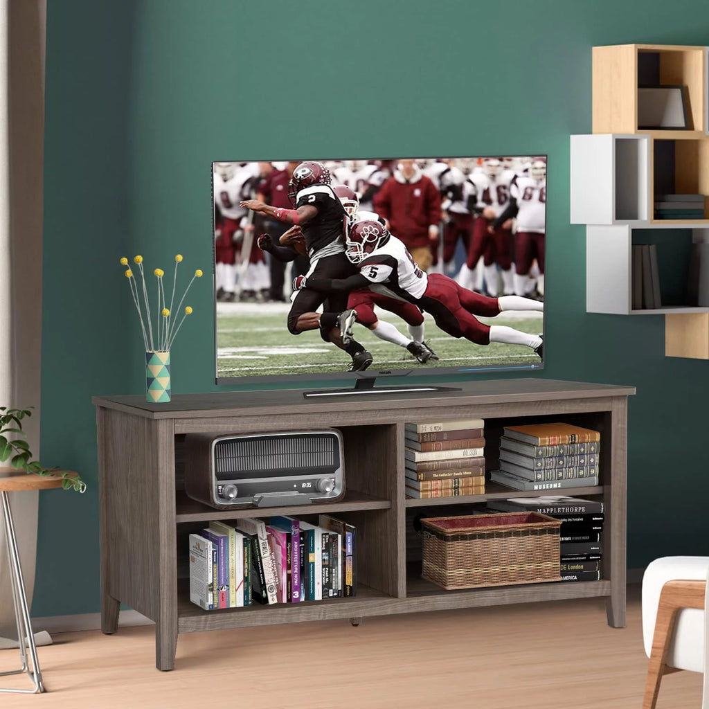 58'' Wood TV Stand with 4-Shelf Storage Y718