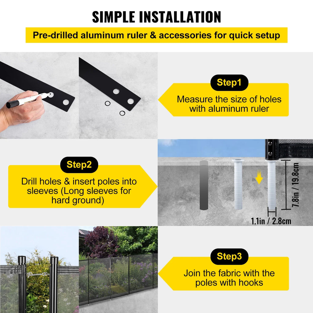 Black 4 x 48 ft Removable Pool Fence Mesh H89327