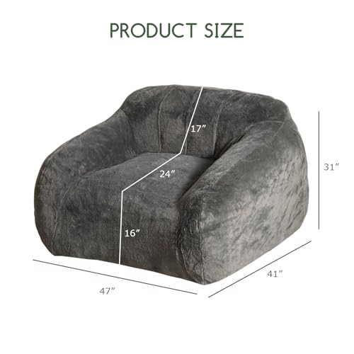 Beige Giant Bean Bag Chair with Armrests K229