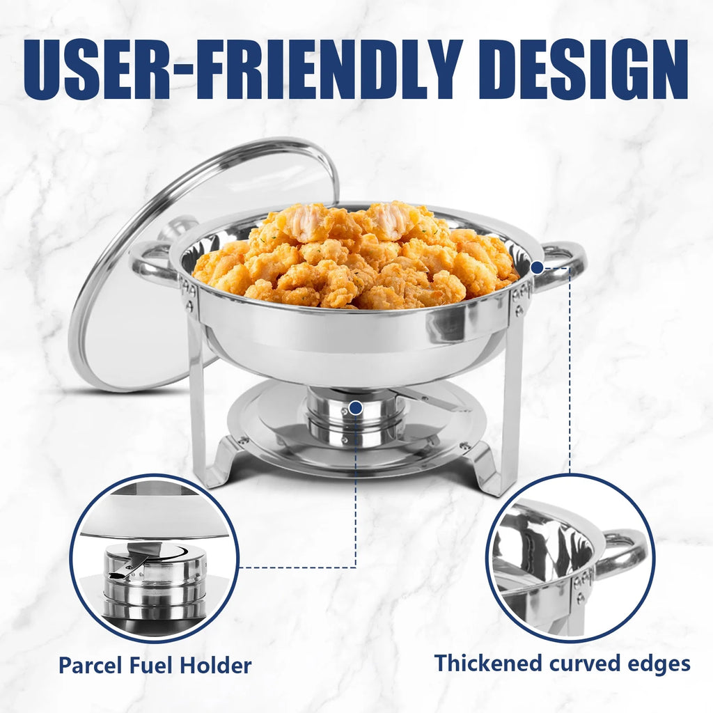 5Qt 4 Packs Stainless Steel Chafing Dish Set with Glass Lid E27190