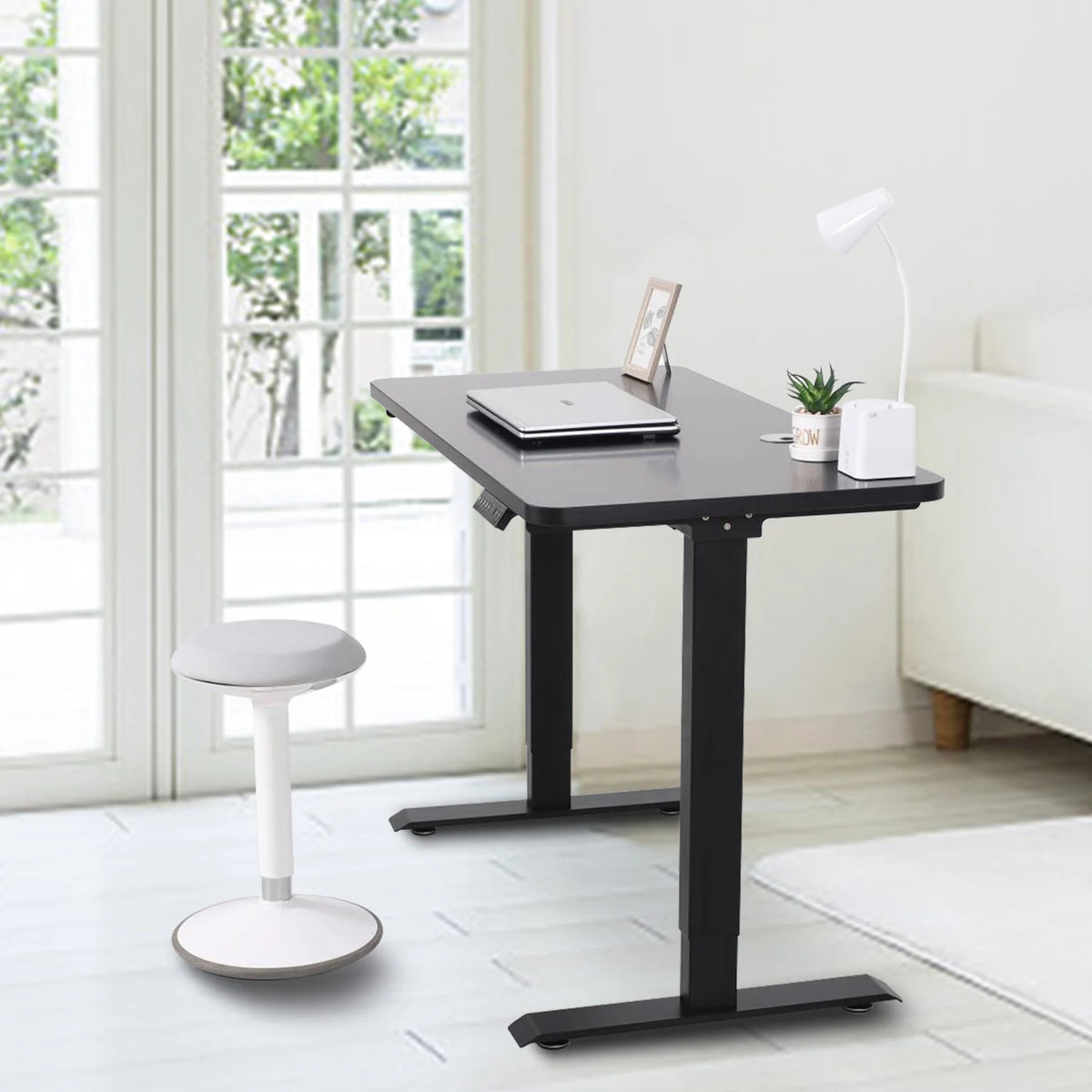 Black Electric Standing Desk Converter with 46 in. Top H109933