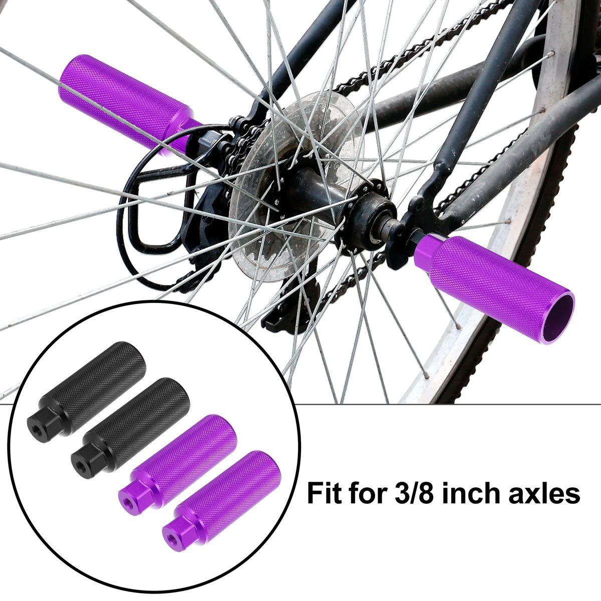 Black Purple Aluminum Alloy Bicycle Footrest Pegs E677