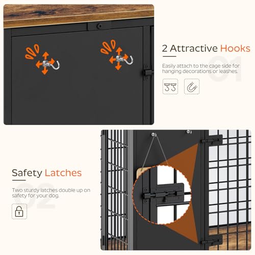 Foldable White and Walnut Wooden Dog Crate Furniture R5668