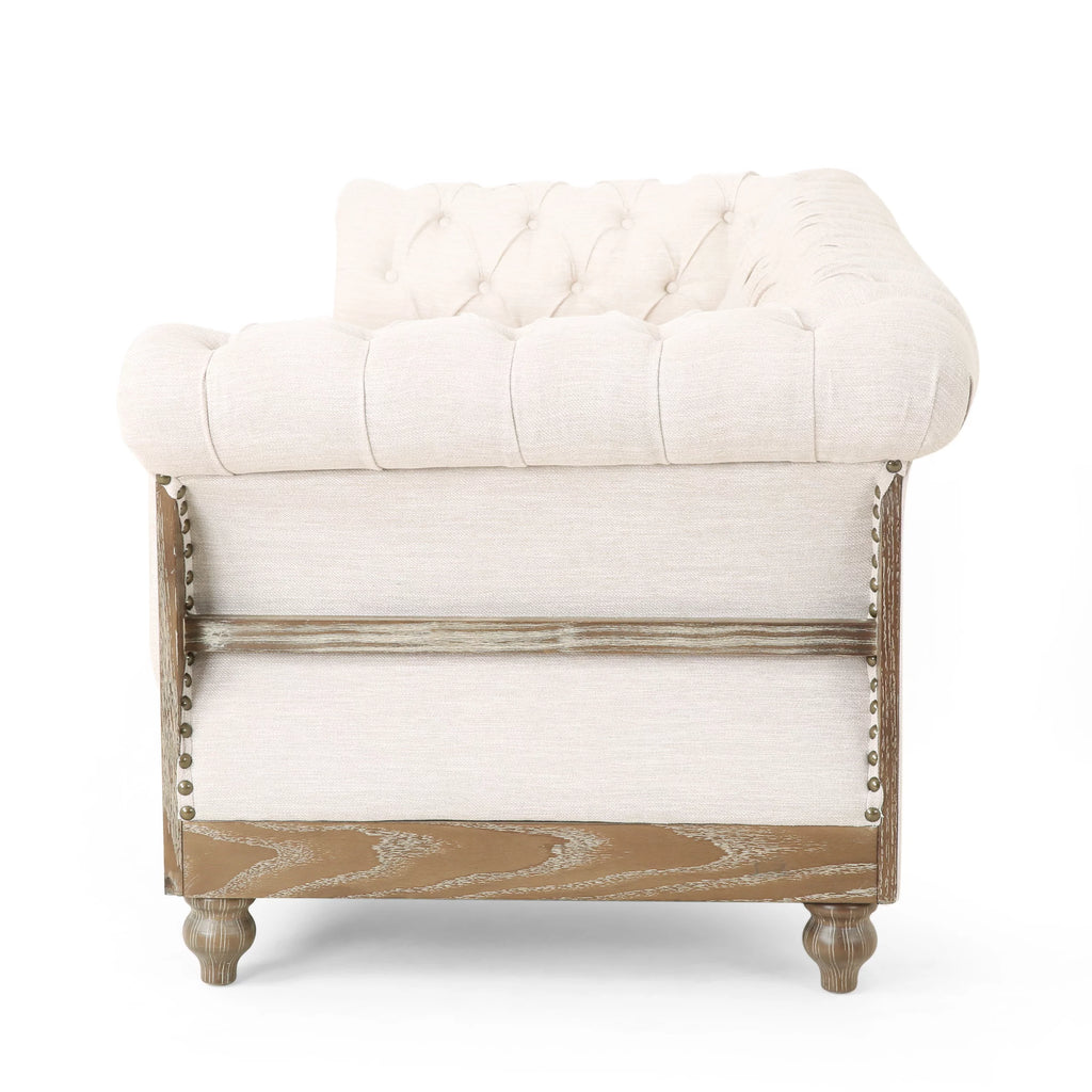 Beige Fabric Tufted 3 Seater Sofa V259793