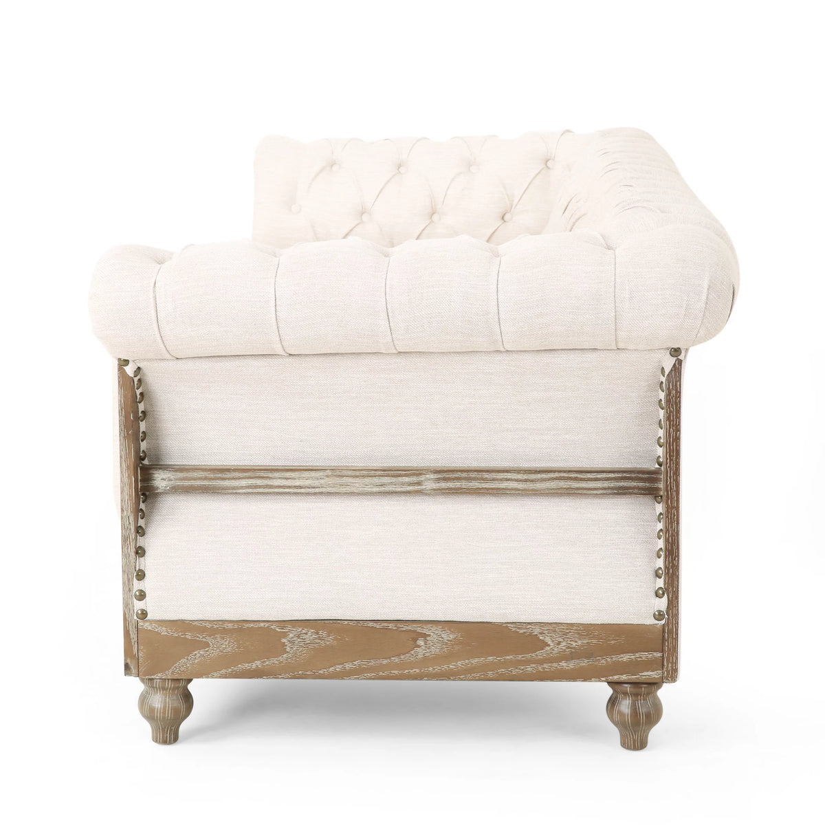 Beige Fabric Tufted 3 Seater Sofa V259793