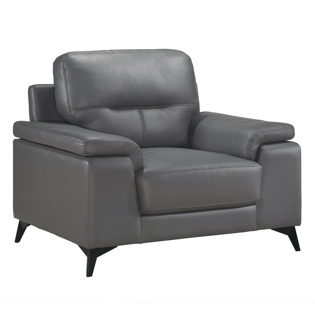 Dark Gray Leather Upholstered Chair N6877