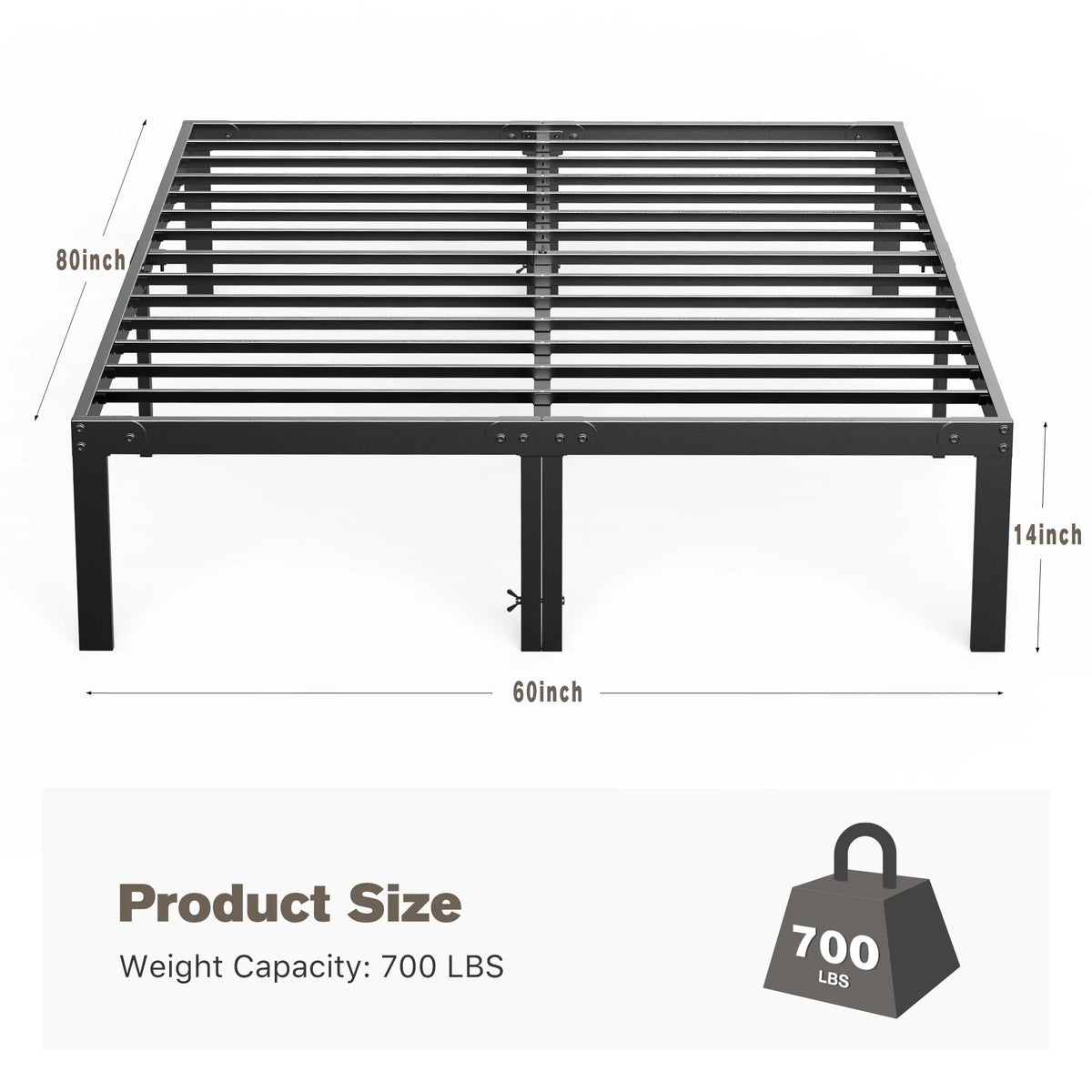 Full Size Heavy Duty Platform Bed Frame with Underbed Storage S3078