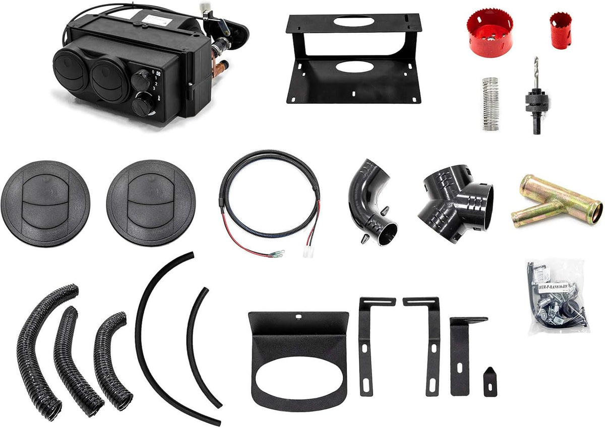 Cab Heater with 360 Degree Adjustable Vents, Defrost Hoses, Built-in Shutoff Valve, 3.4 Amps at 13.7 Volts G43216
