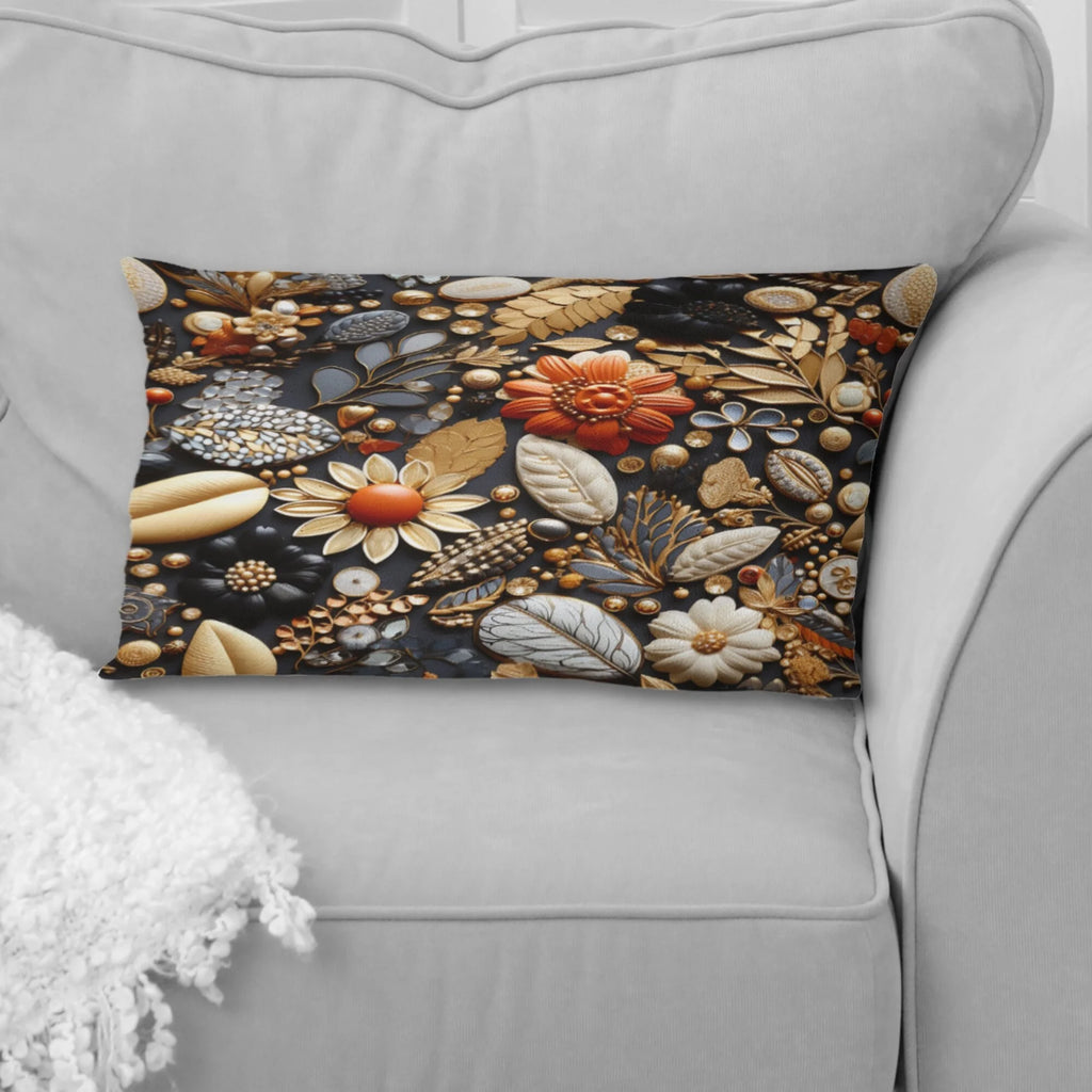 Black Boho Printed Throw Pillow B32413