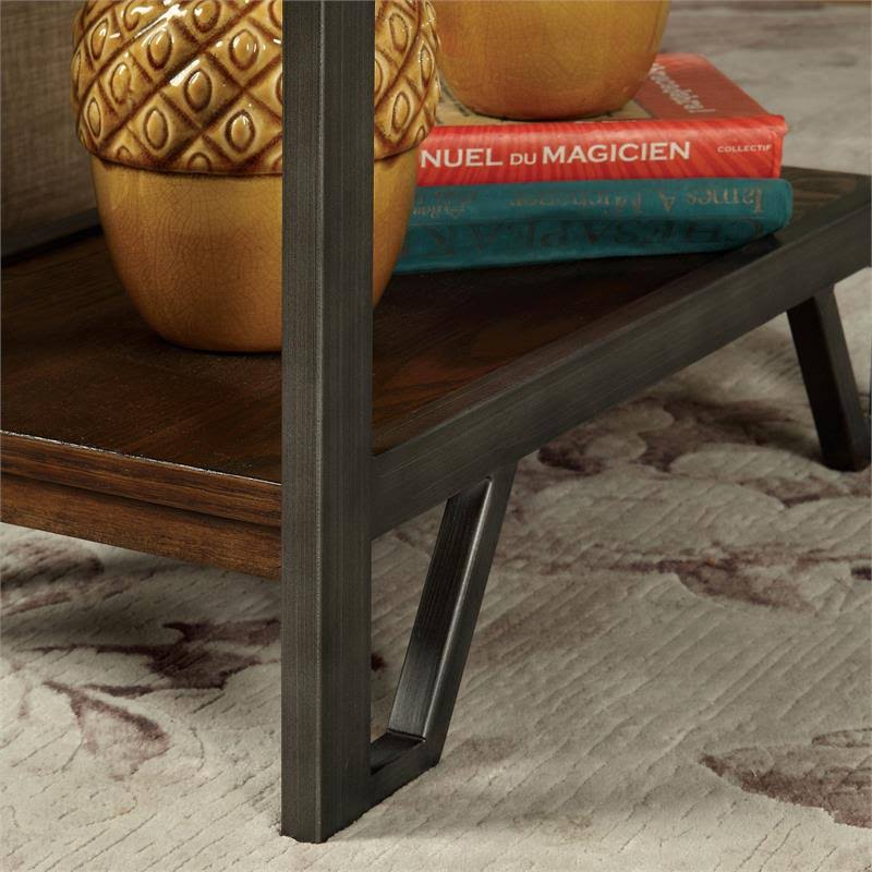 Rustic Metal Frame Side Table in Oak F978788