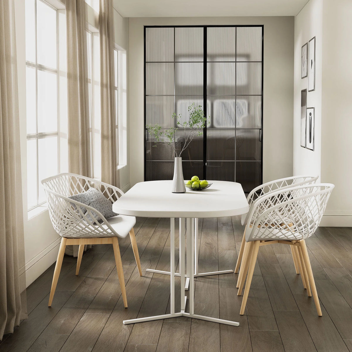 Kurv Bench White and Natural E1487